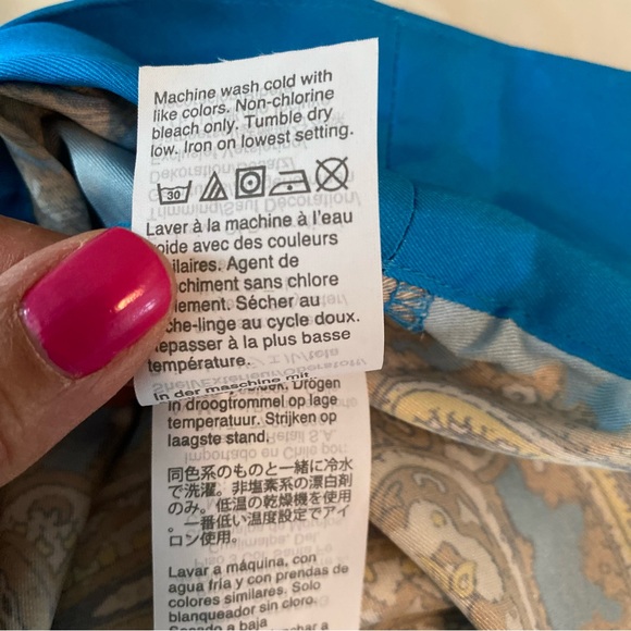 J. Crew Drapey Button-Up Shirt in Paisley Print, XS Turquoise Blue - Picture 9 of 15